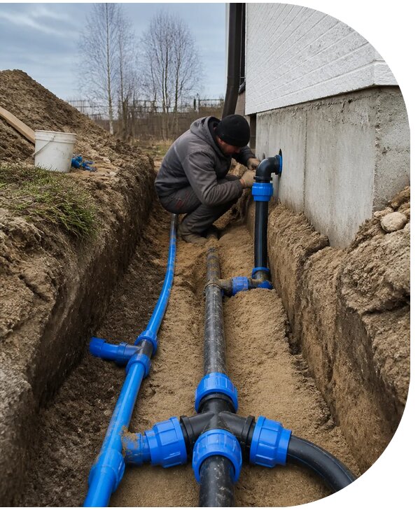 Монтаж наружного водопровода на участке под ключ в Ачинске